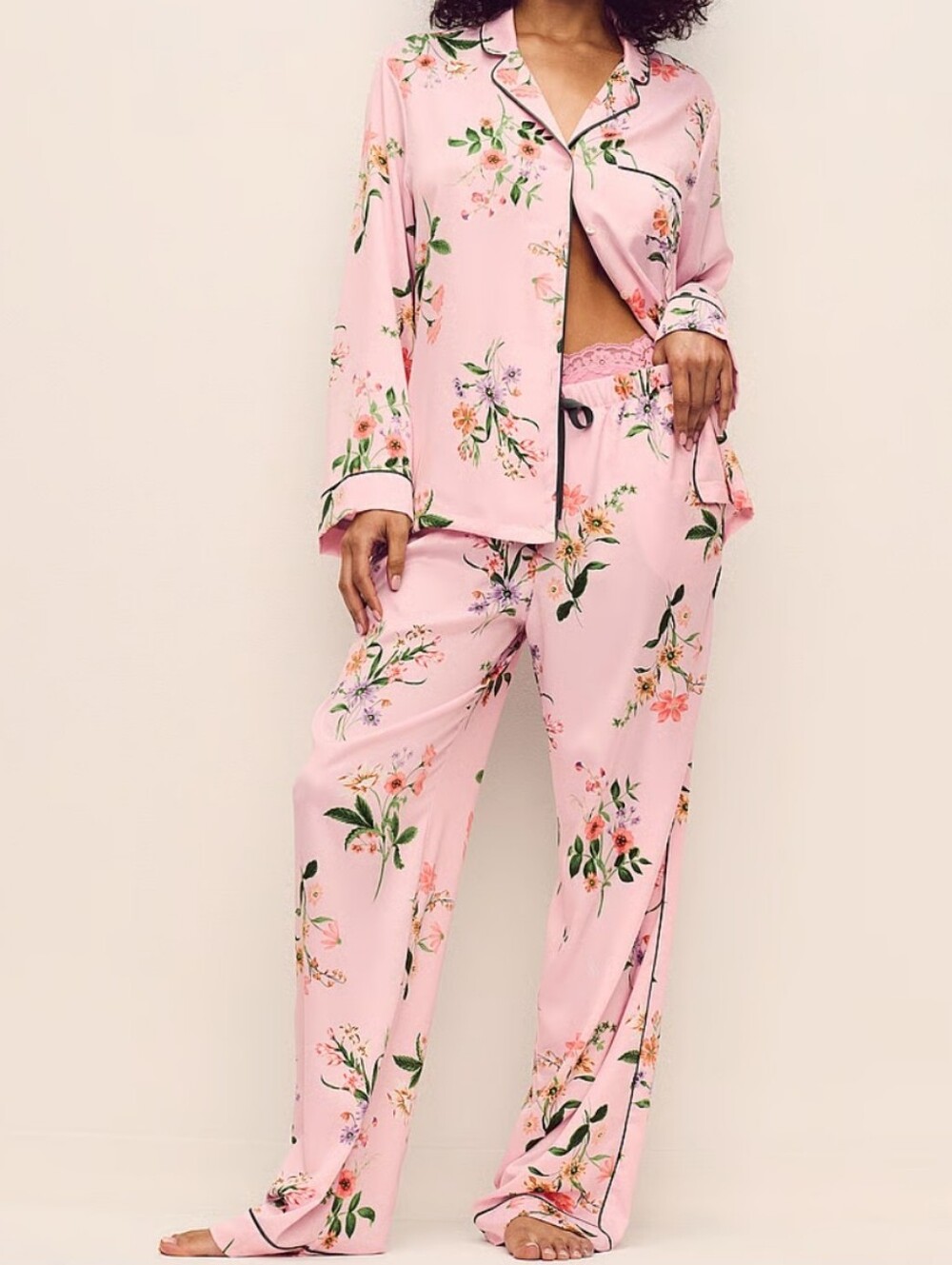 Victoria's Secret Signature Satin Long Pajama Set Sz Small SHORT NWT